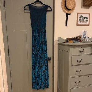 Blackmilk Clothing Teal Velvet Maxi Dress